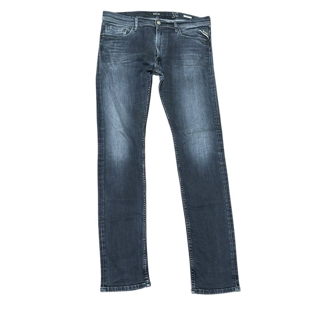 Replay Jeans Men's W36 L33 JONDRILL Slim Stretch Black‎ Denim Zip Fly